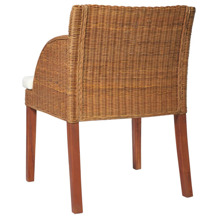 Eetkamerstoelen 2 st met kussens natuurlijk rattan lichtbruin