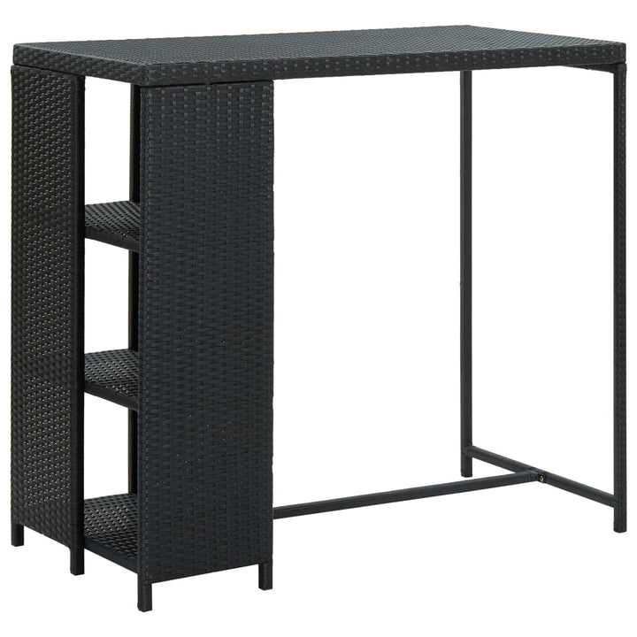 Bartafel met opbergrek 120x60x110 cm poly rattan zwart