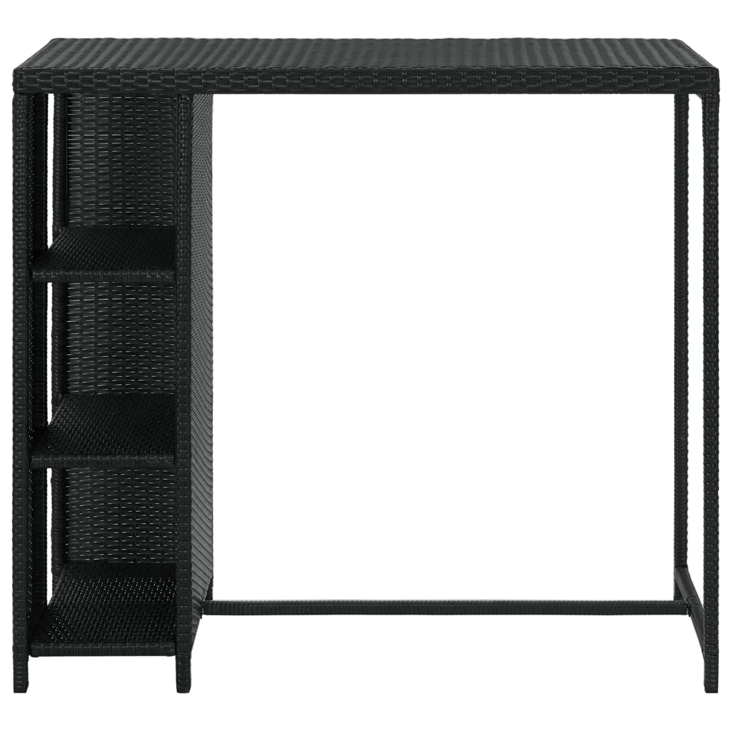 Bartafel met opbergrek 120x60x110 cm poly rattan zwart