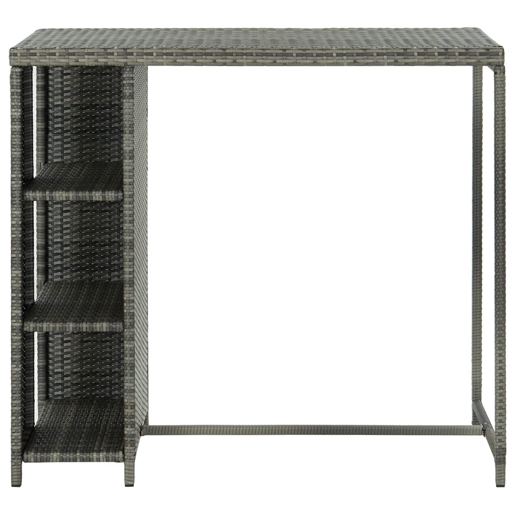 Bartafel met opbergrek 120x60x110 cm poly rattan grijs