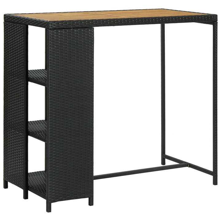 Bartafel met opbergrek 120x60x110 cm poly rattan zwart