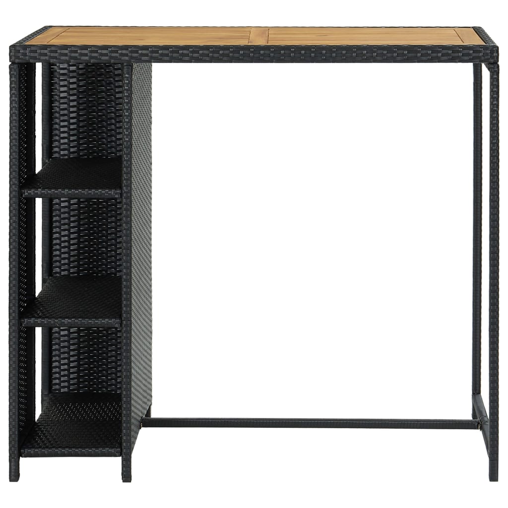 Bartafel met opbergrek 120x60x110 cm poly rattan zwart