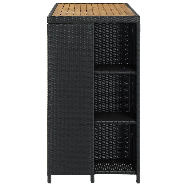 Bartafel met opbergrek 120x60x110 cm poly rattan zwart