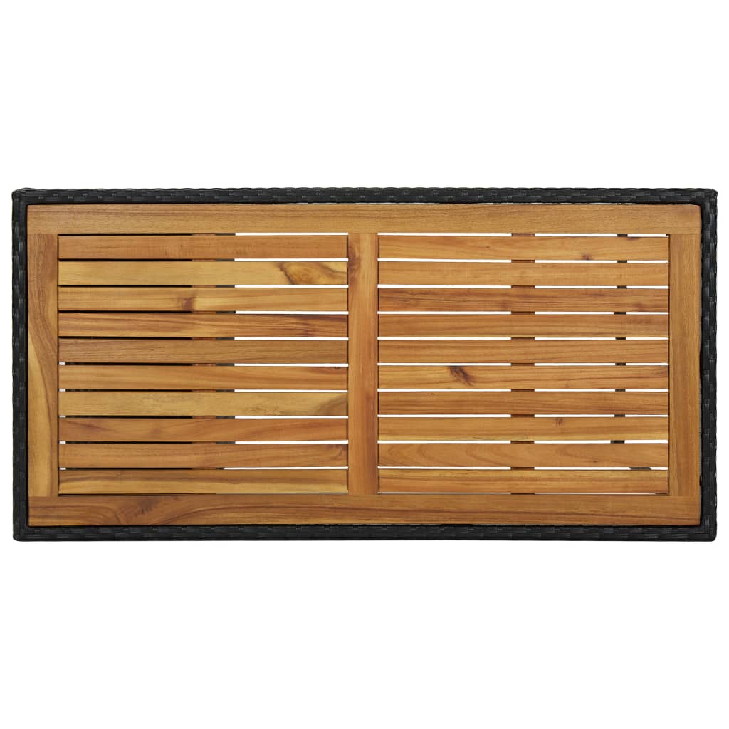 Bartafel met opbergrek 120x60x110 cm poly rattan zwart