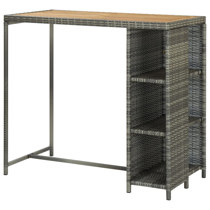 Bartafel met opbergrek 120x60x110 cm poly rattan grijs