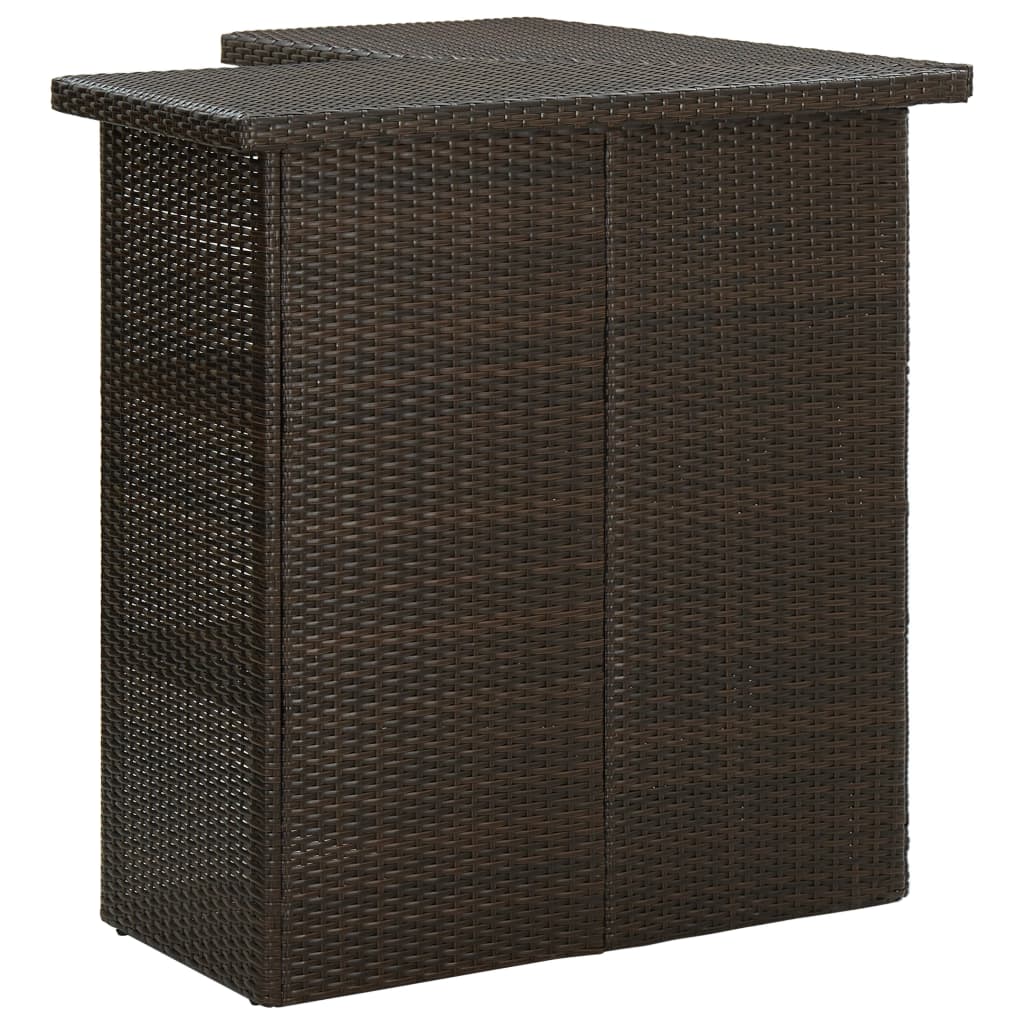 Hoekbartafel 100x50x105 cm poly rattan bruin