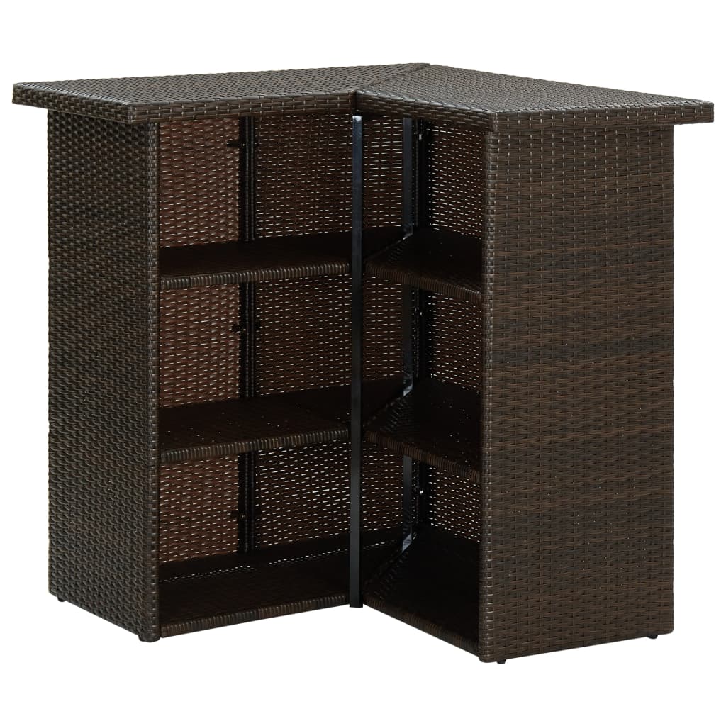 Hoekbartafel 100x50x105 cm poly rattan bruin