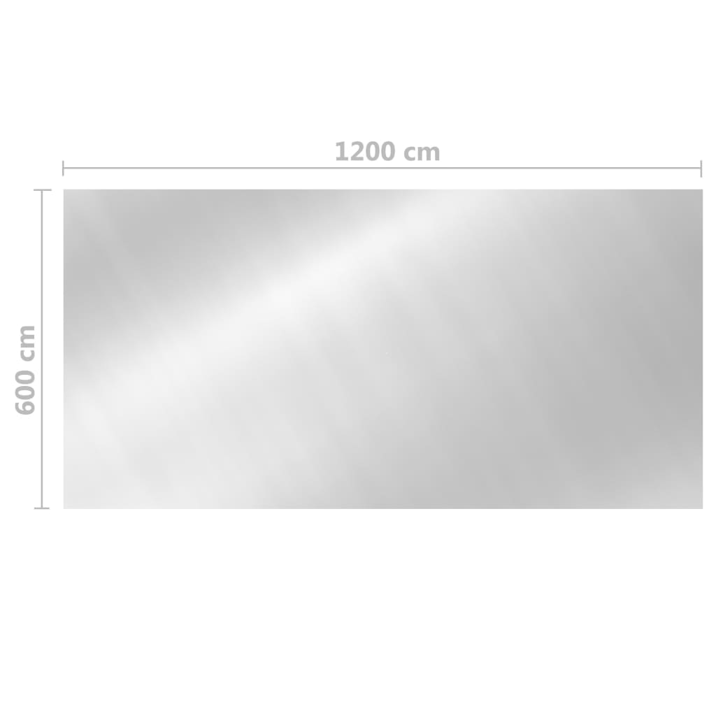 Zwembadhoes rechthoekig 1200x600 cm PE zilverkleurig