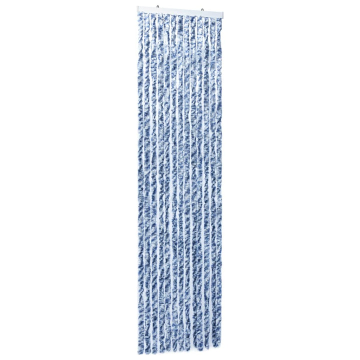 Vliegengordijn 90x200 cm chenille blauw en wit