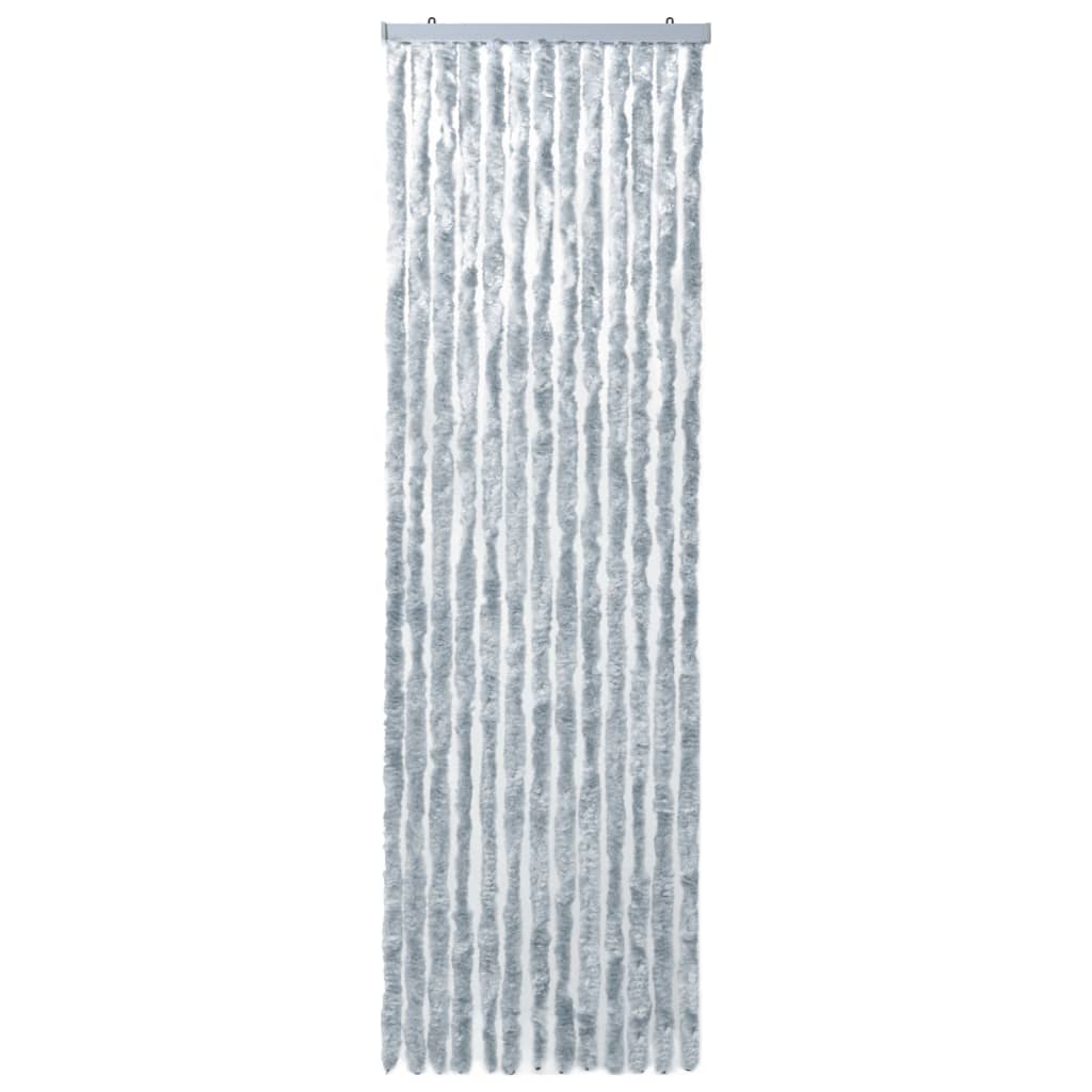 Vliegengordijn 90x200 cm chenille wit en grijs