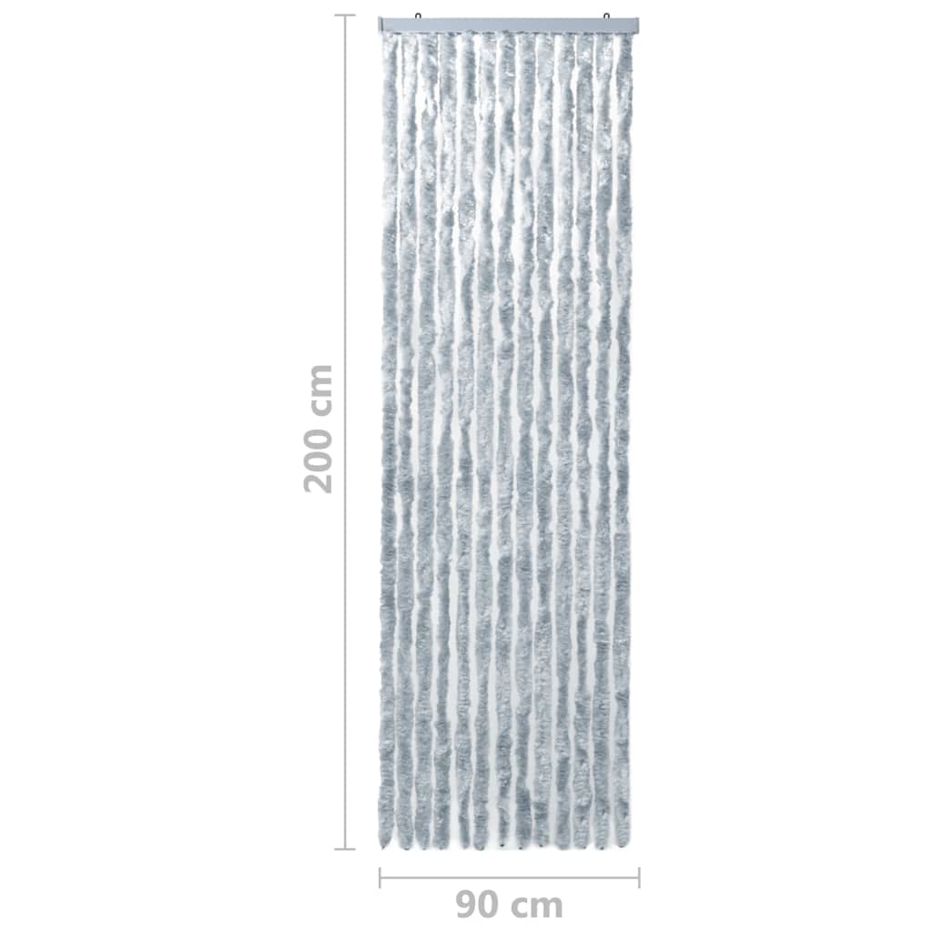 Vliegengordijn 90x200 cm chenille wit en grijs