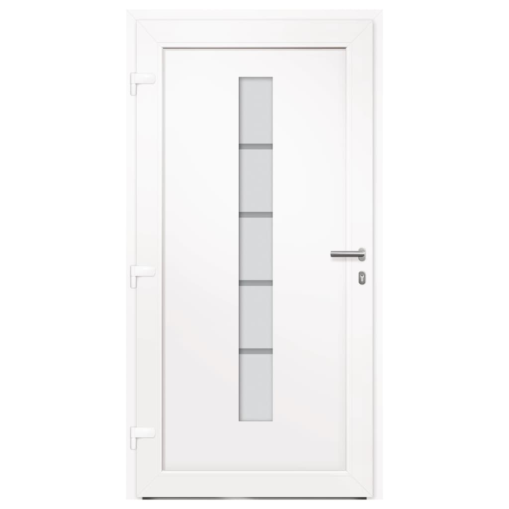 Voordeur 100x200 cm aluminium en PVC wit