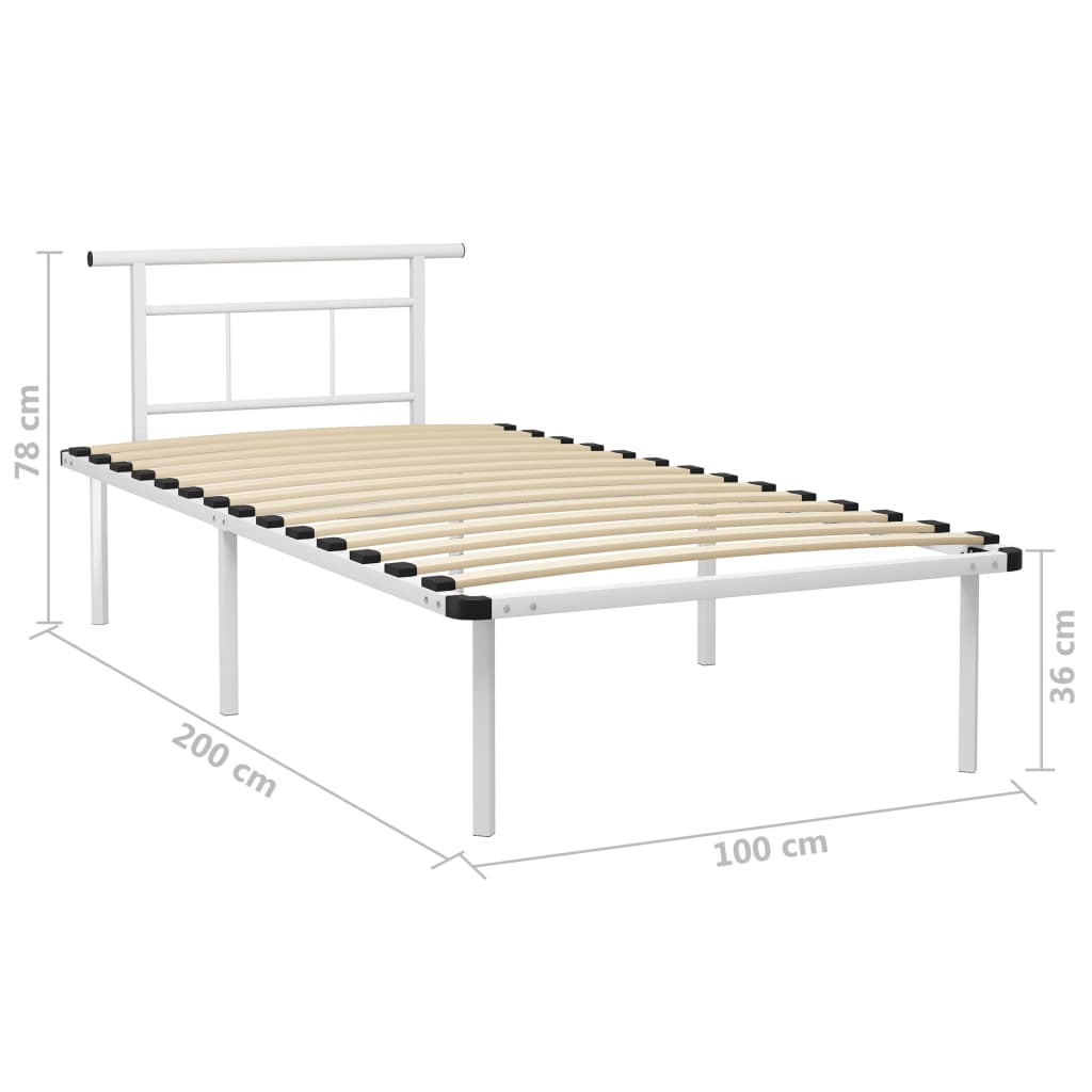 Bedframe metaal wit 100x200 cm