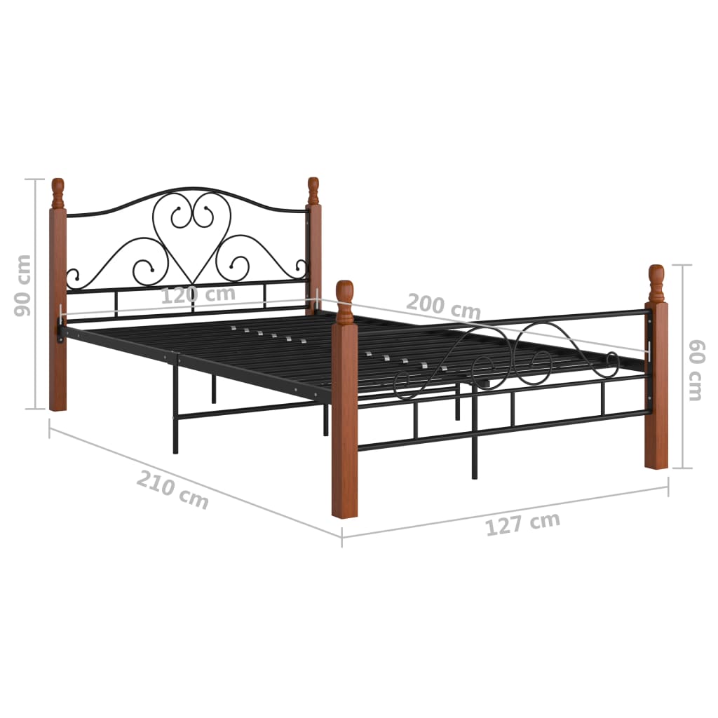 Bedframe metaal zwart 120x200 cm