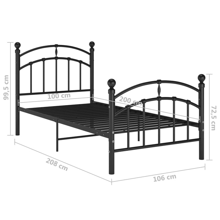 Bedframe metaal zwart 100x200 cm