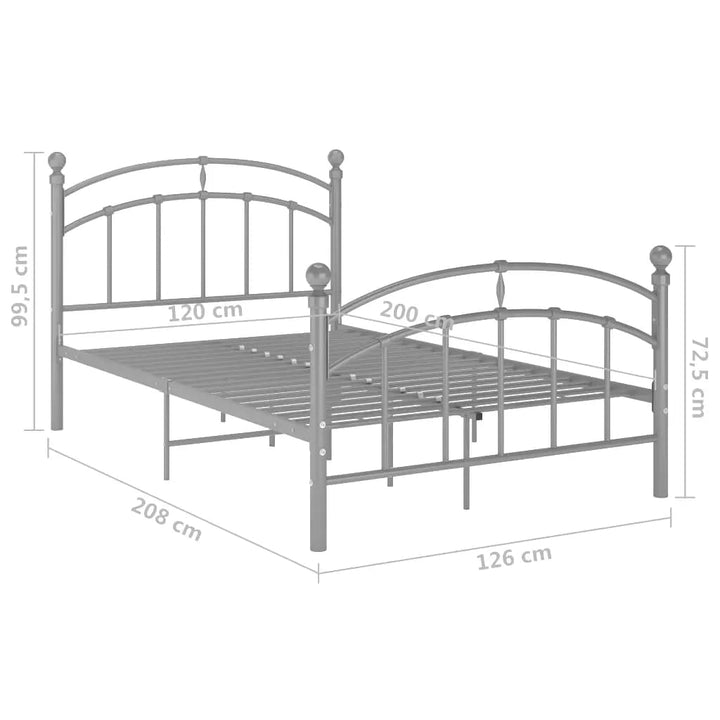 Bedframe metaal grijs 120x200 cm