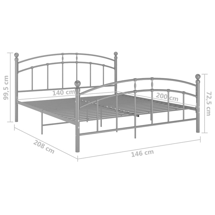 Bedframe metaal grijs 140x200 cm