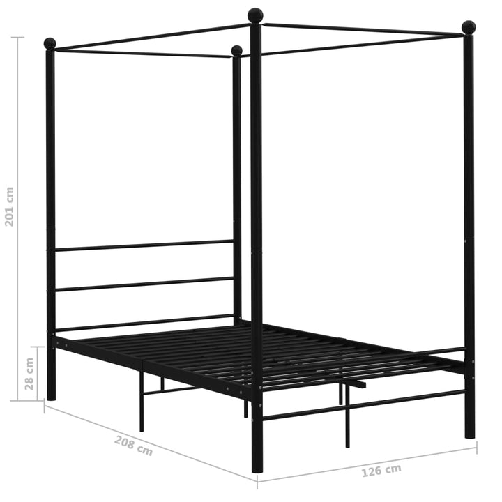 Hemelbedframe metaal zwart 120x200 cm