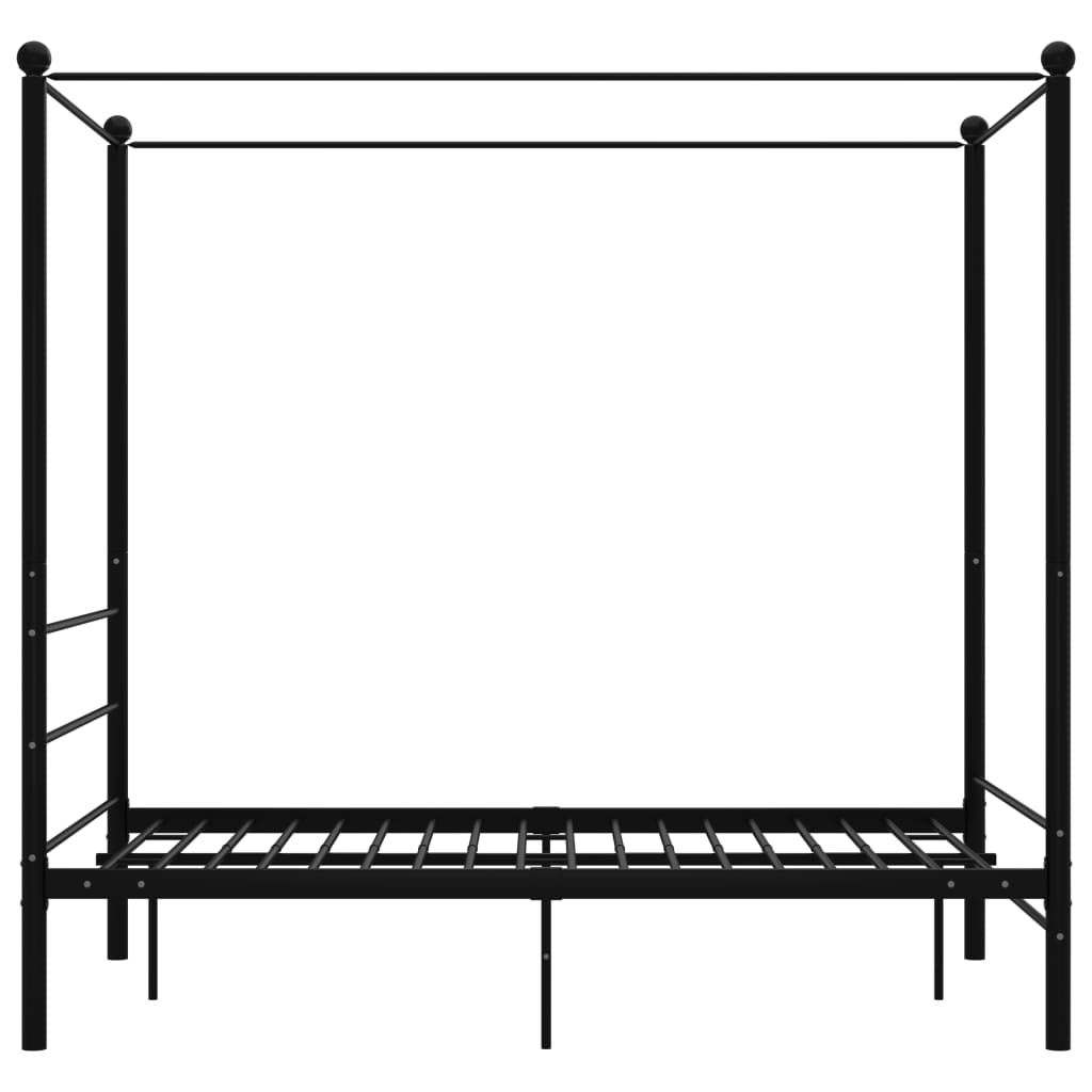 Hemelbedframe metaal zwart 140x200 cm