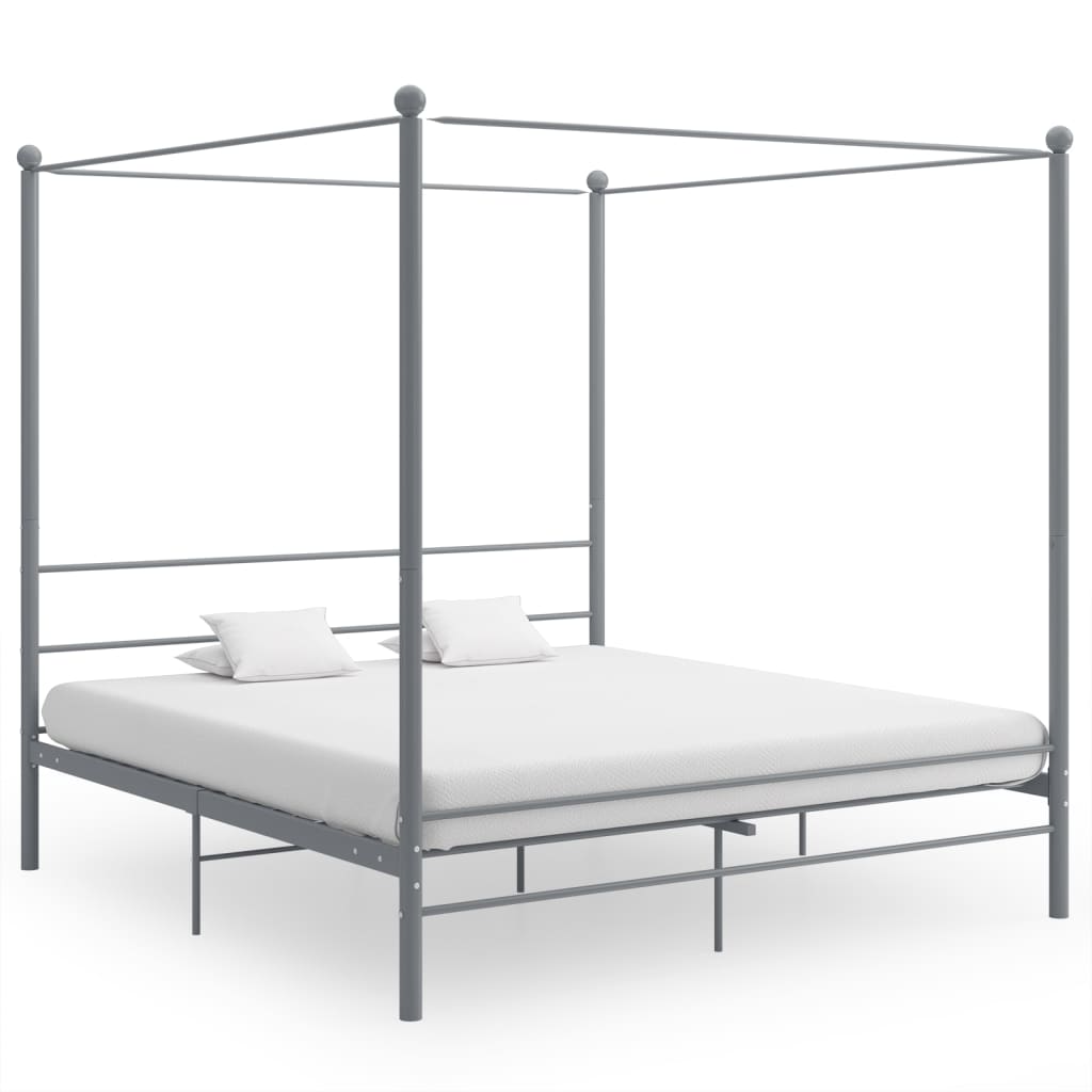 Hemelbedframe metaal grijs 180x200 cm