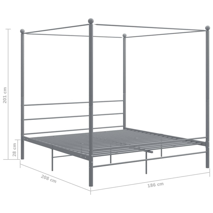 Hemelbedframe metaal grijs 180x200 cm