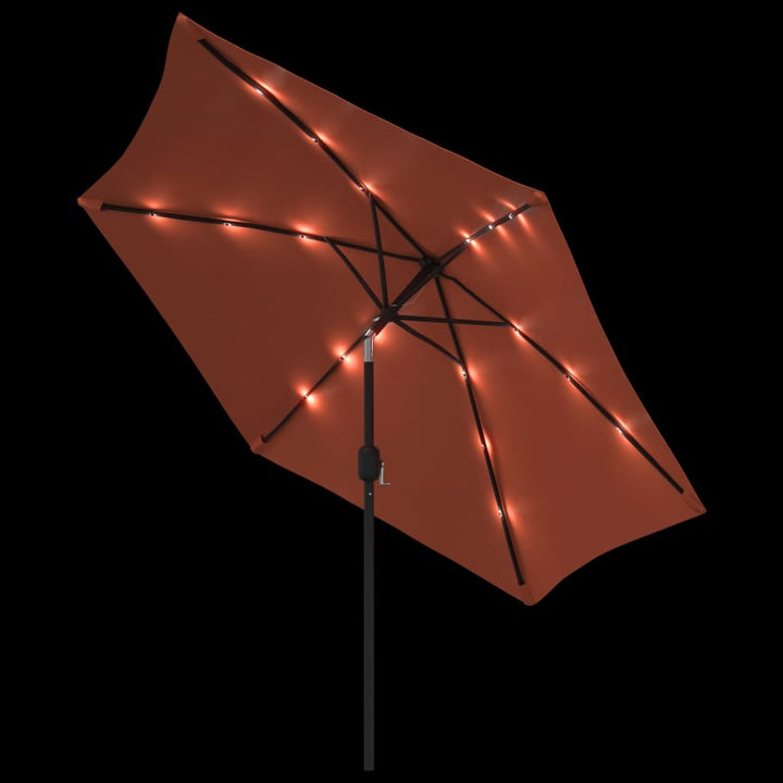 Parasol met LED-verlichting en stalen paal 300 cm terracotta