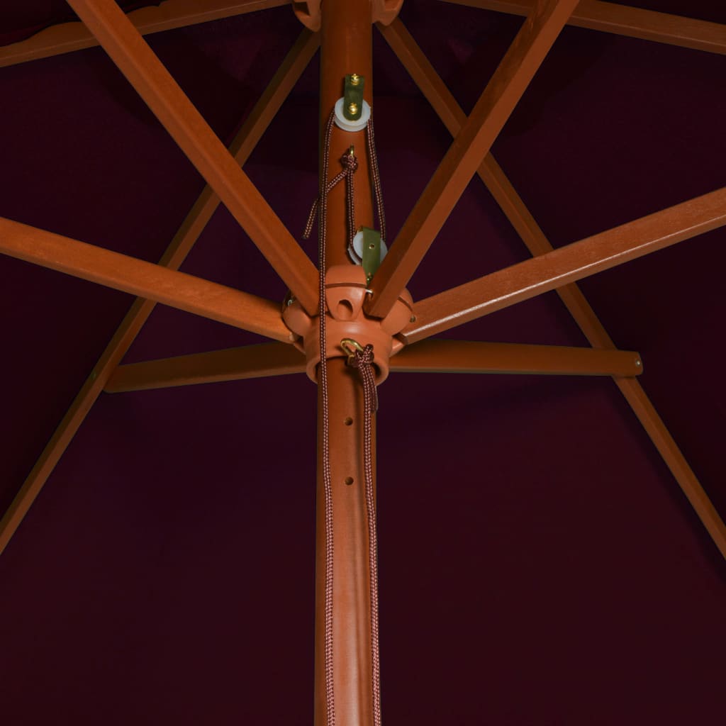Parasol met houten paal 200x300 cm bordeauxrood
