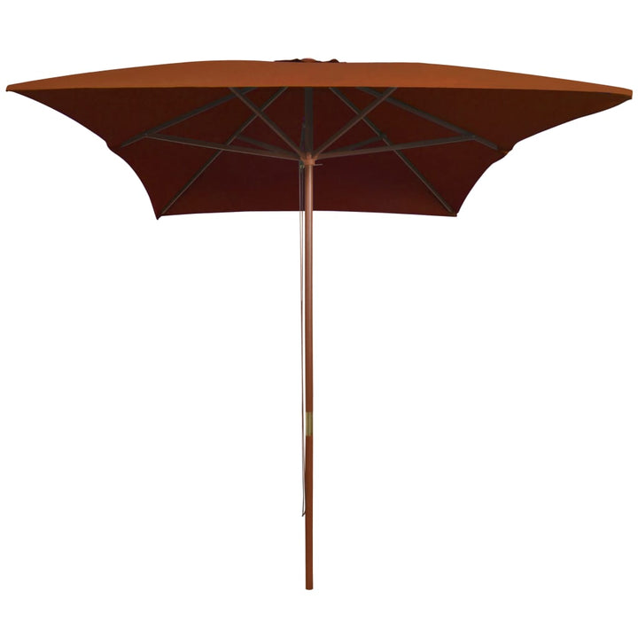 Parasol met houten paal 200x300 cm terracottakleurig