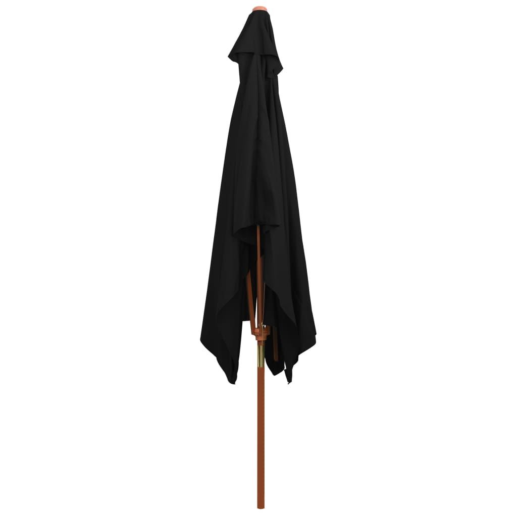 Parasol met houten paal 200x300 cm zwart