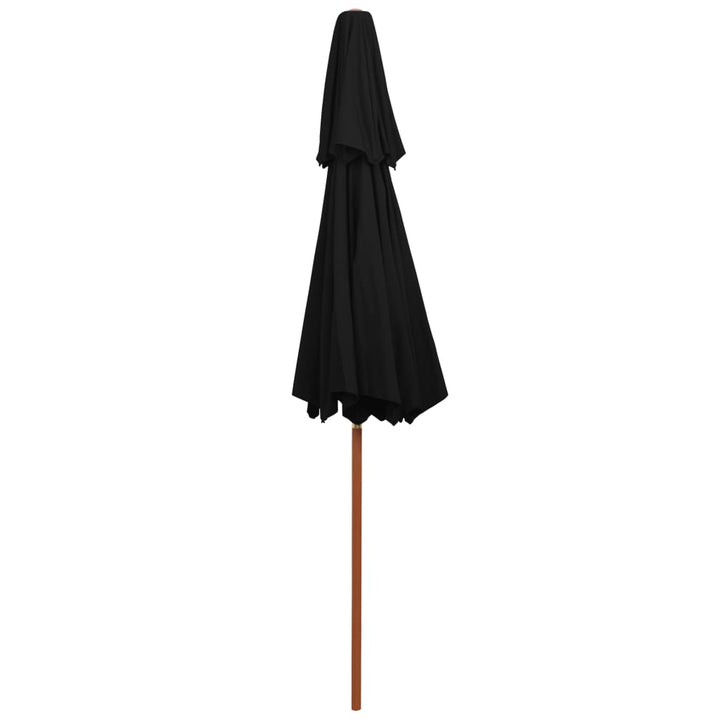 Parasol dubbeldekker met houten paal 270 cm zwart