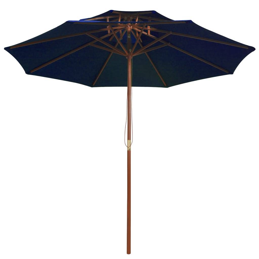 Parasol dubbeldekker met houten paal 270 cm blauw