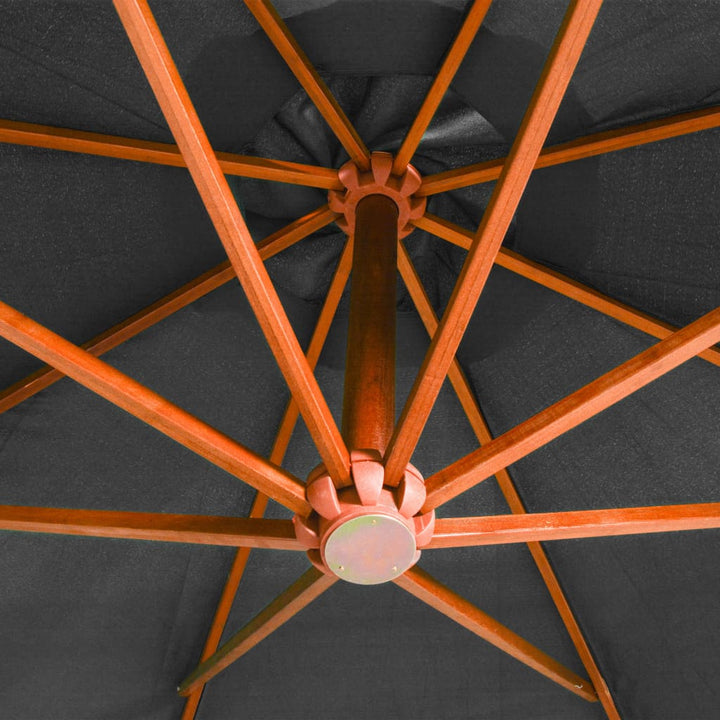 Zweefparasol met paal 3,5x2,9 m massief vurenhout antraciet
