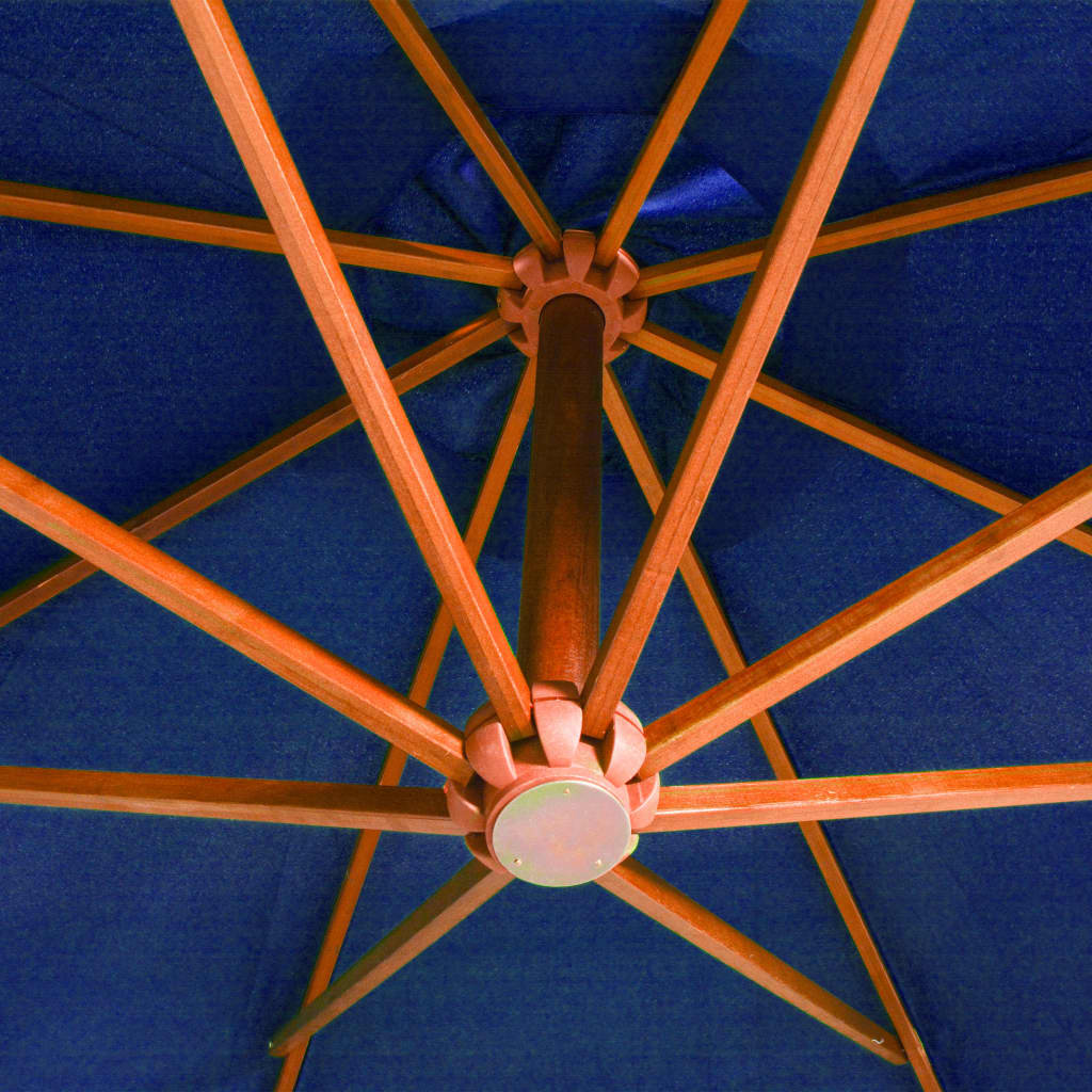 Zweefparasol met paal 3,5x2,9 m massief vurenhout azuurblauw