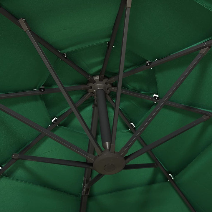 Parasol 4-laags met aluminium paal 3x3 m groen