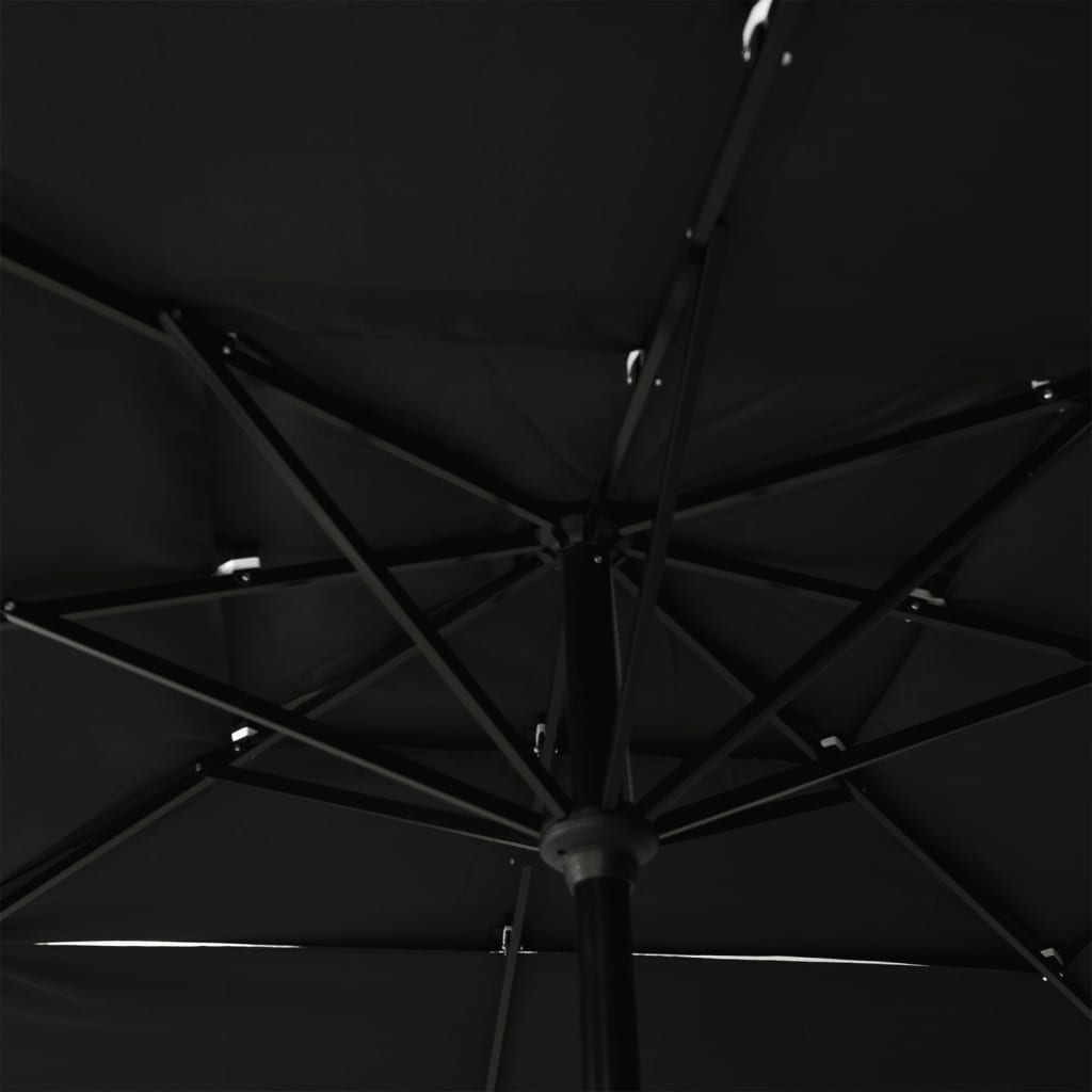 Parasol 3-laags met aluminium paal 2,5x2,5 m zwart