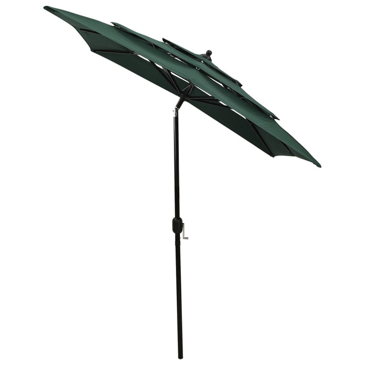 Parasol 3-laags met aluminium paal 2x2 m groen