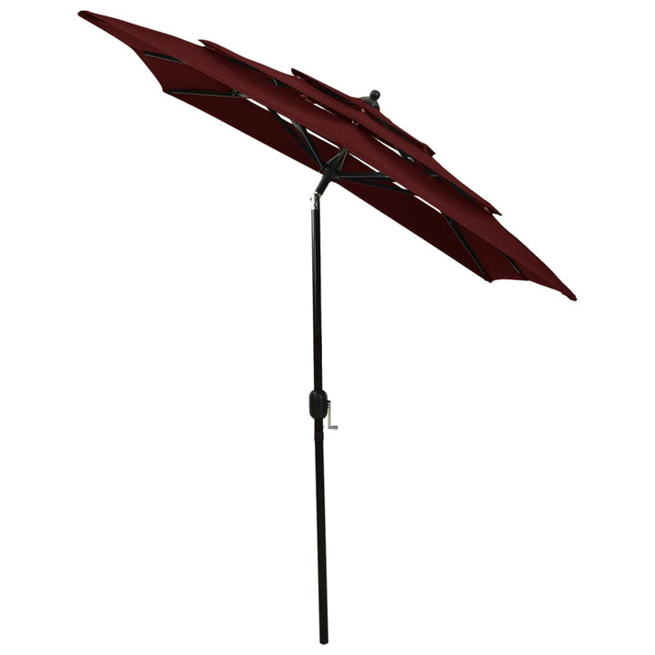 Parasol 3-laags met aluminium paal 2x2 m bordeauxrood