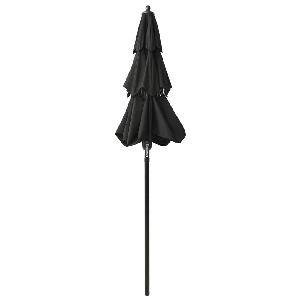 Parasol 3-laags met aluminium paal 2 m zwart