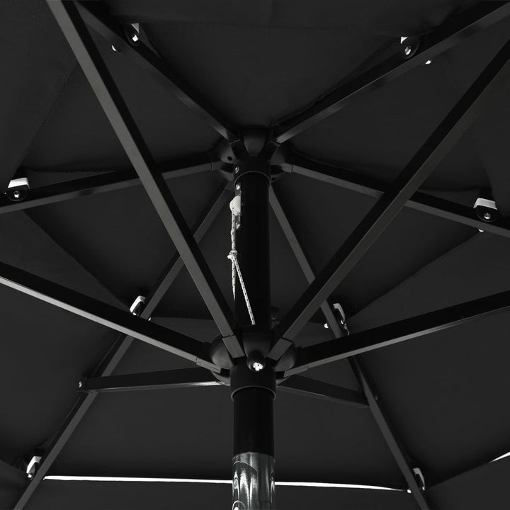Parasol 3-laags met aluminium paal 2 m zwart