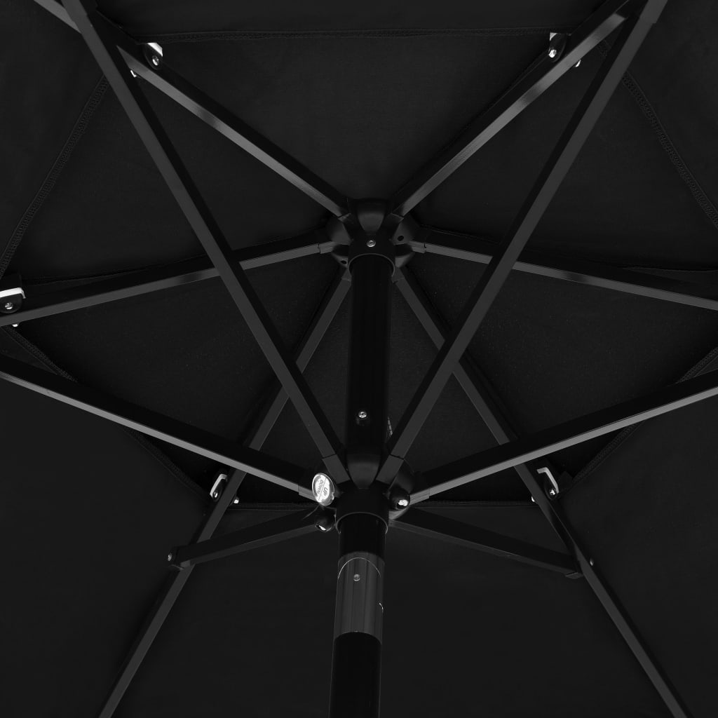 Parasol 3-laags met aluminium paal 2,5 m zwart