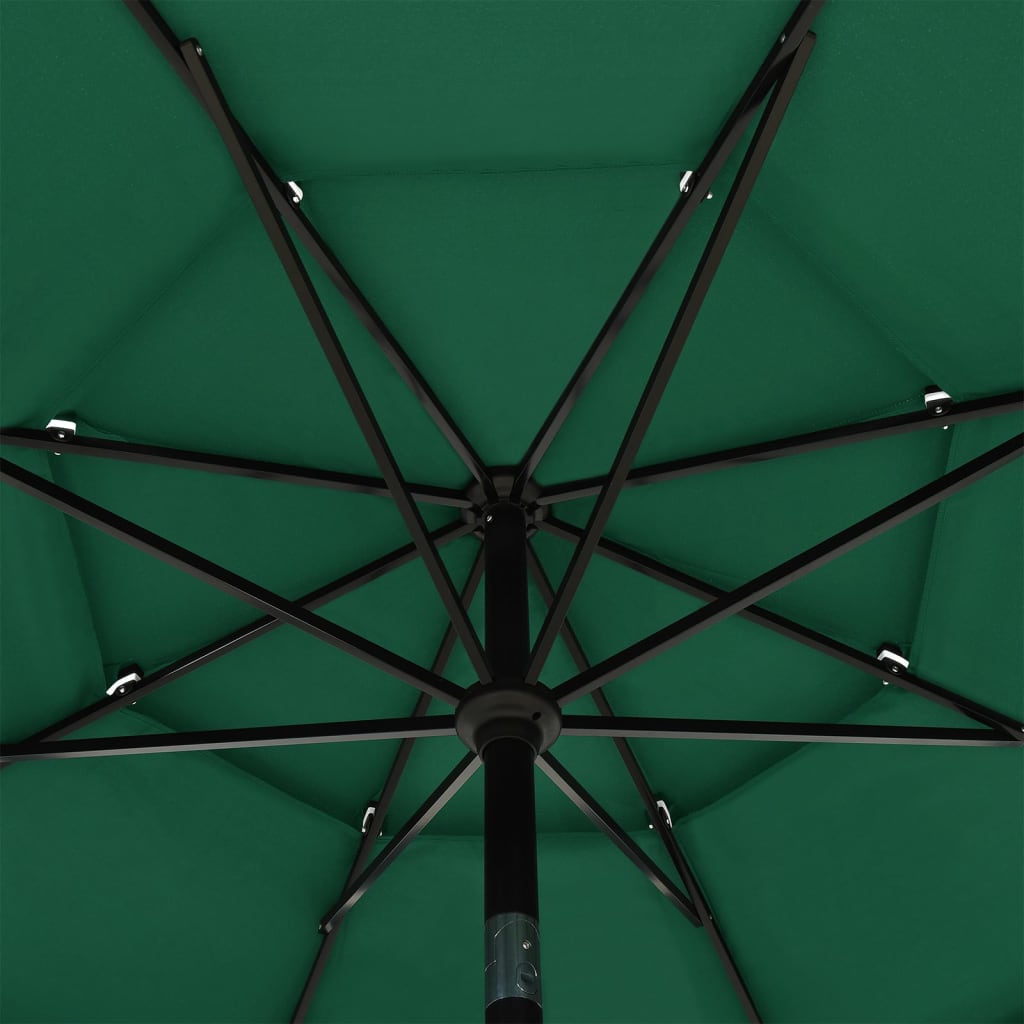 Parasol 3-laags met aluminium paal 3,5 m groen