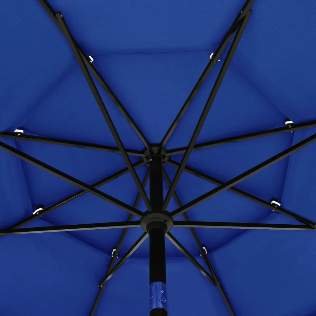 Parasol 3-laags met aluminium paal 3,5 m azuurblauw