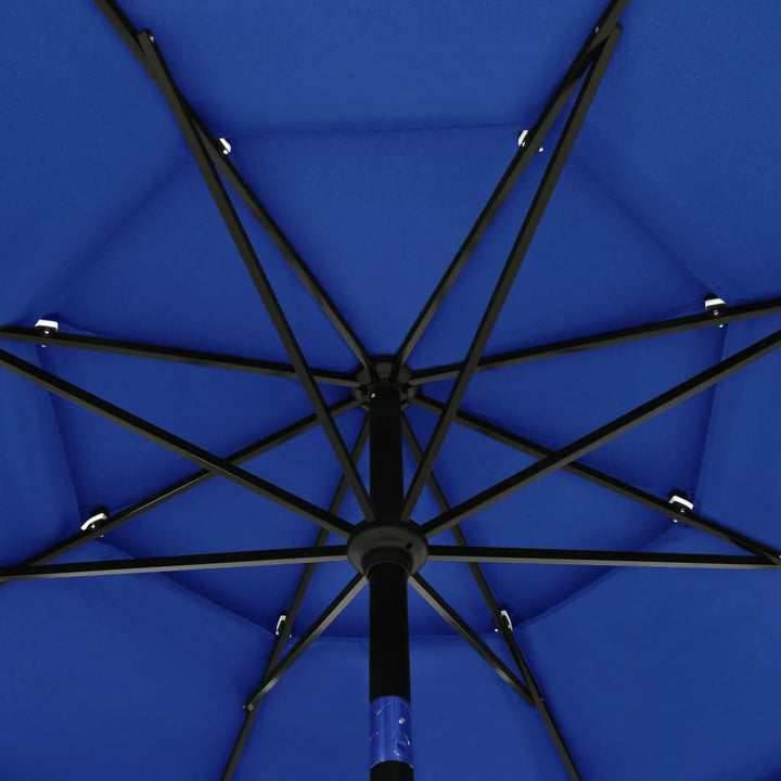 Parasol 3-laags met aluminium paal 3,5 m azuurblauw