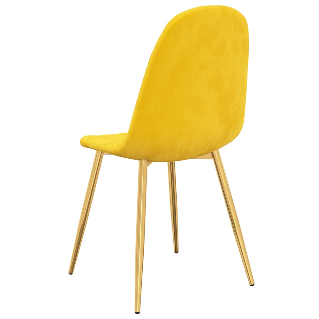 Eetkamerstoelen 4 st fluweel mosterdgeel