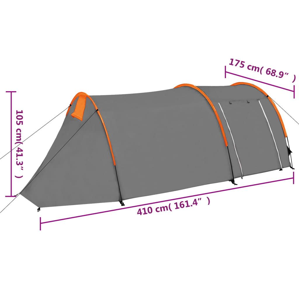 Tent 4-persoons grijs en oranje