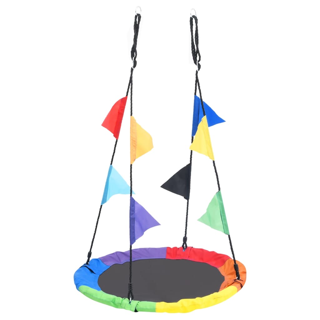 Nestschommel met vlaggetjes 100 cm regenboogkleurig