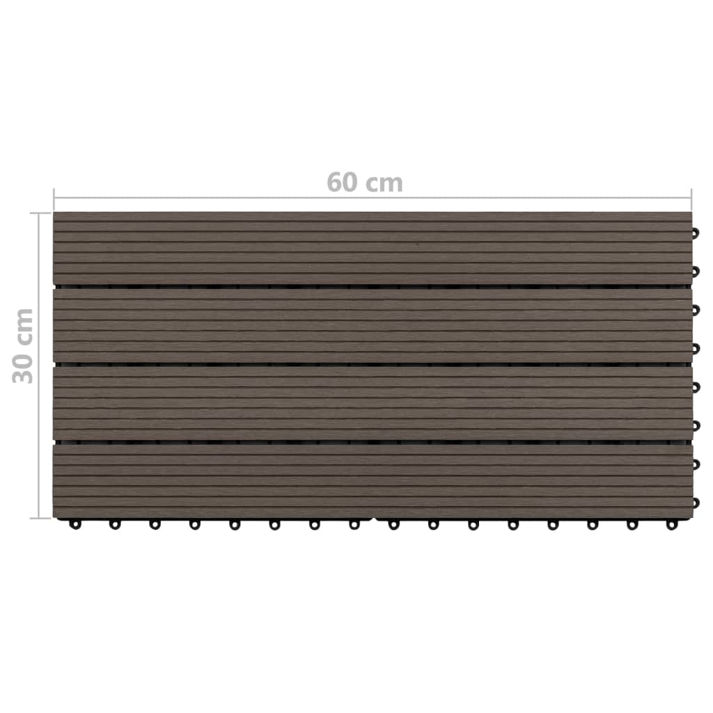 Terrastegels 6 st 60x30 cm 1,08 m² HKC donkerbruin