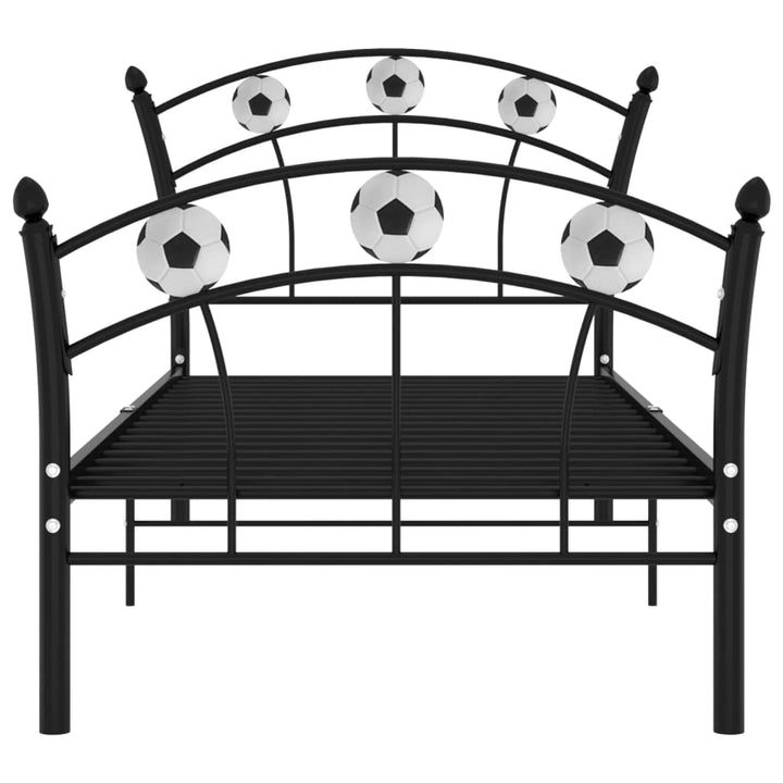 Bedframe met voetbaldesign metaal zwart 90x200 cm