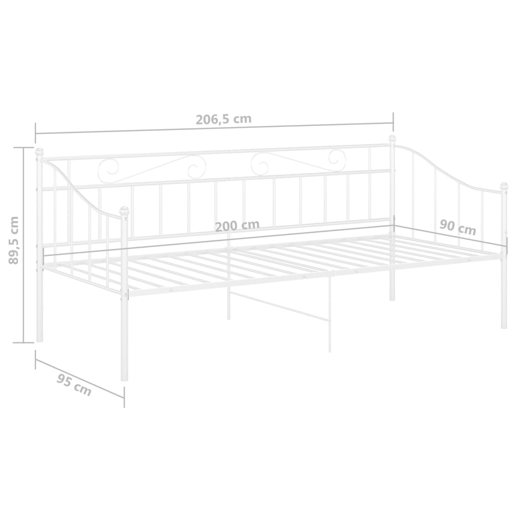 Slaapbankframe metaal wit 90x200 cm