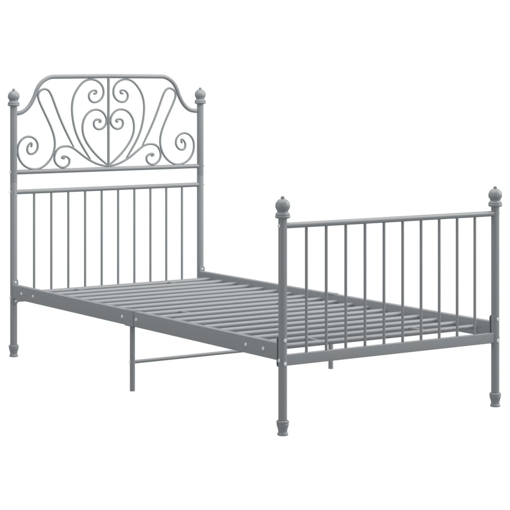 Bedframe metaal en multiplex grijs 90x200 cm